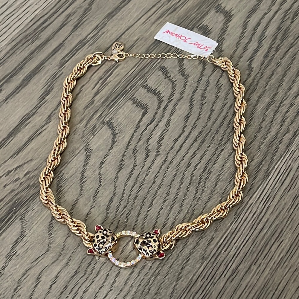 NWT Betsey Johnson 2 face Jaguar  Frontal Necklace